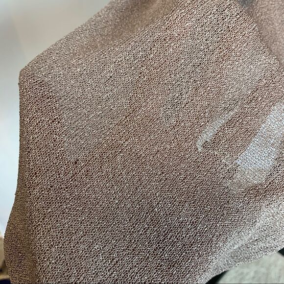 IRIS Setlakwe Tan Brown mesh knit longsleeve open front belted cardigan sweater - Picture 6 of 11